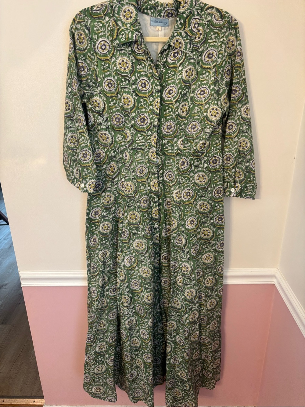 India Amory - Julia Amory maxi shirt dress with collared neckline Size 2